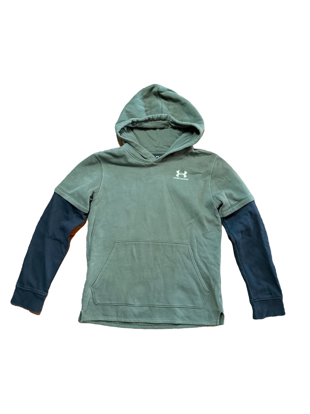 Under Armour Kids Olive Green Hoodie with Black Sleeves Youth Large